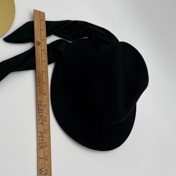 Vintage 1990s Black Wool Hat With Attached Scarf Women’s Medium Retro Winter Cap - Picture 14 of 14